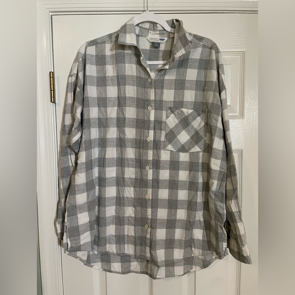 Gray Gingham Boyfriend Button Down
